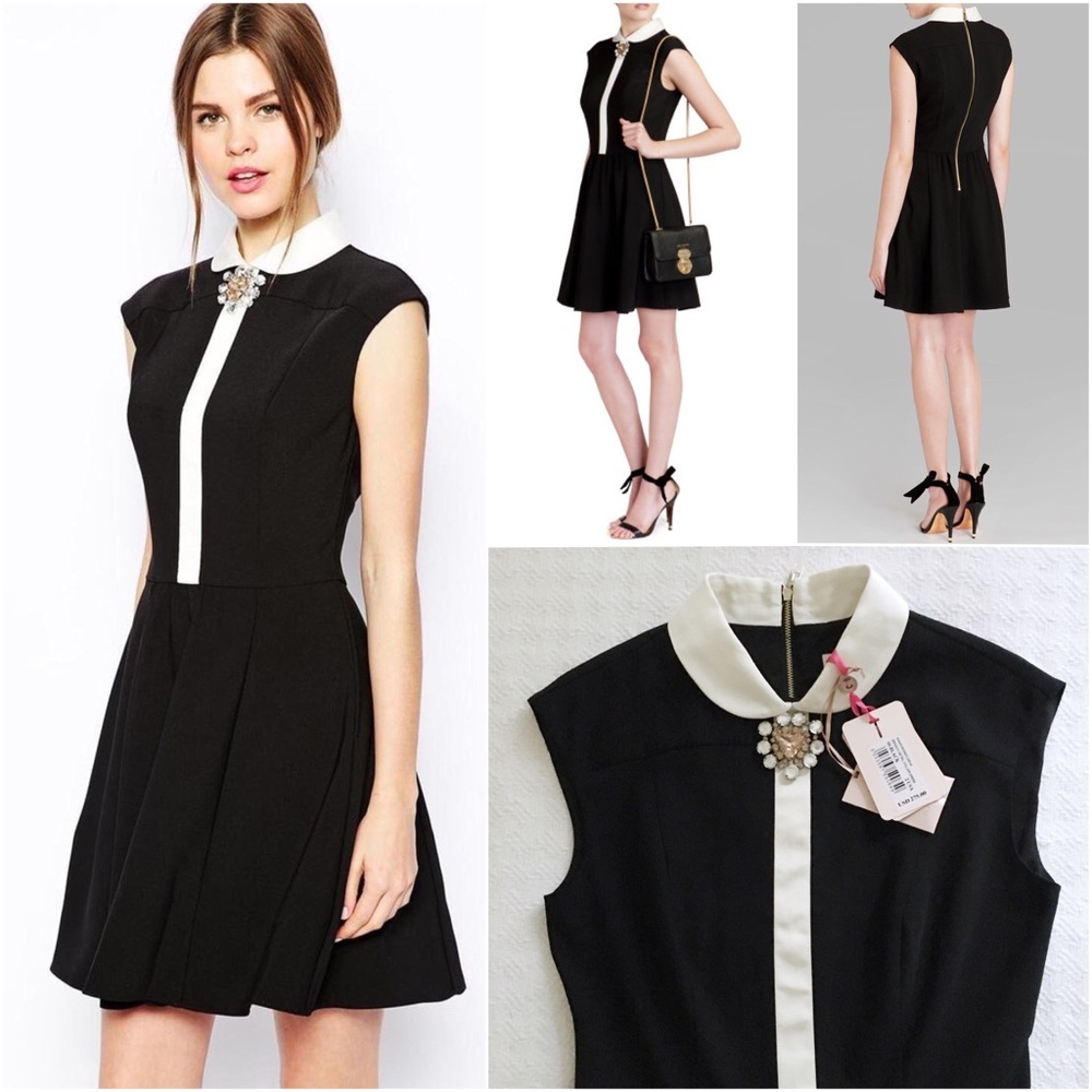 NWT ted baker flosha brooch collar dress